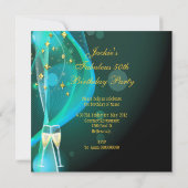 50歳 & ファンタスティックなゴールドとターコイズのグリッターシューズ 招待状 (裏面)