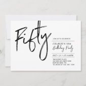 50歳 | モダンな白黒の50歳誕生日パーティーI 招待状 (正面)