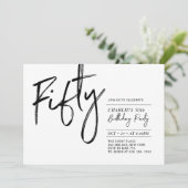 50歳 | モダンな白黒の50歳誕生日パーティーI 招待状 (スタンド正面)