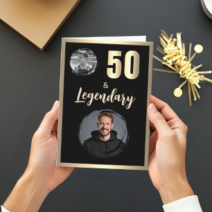 50歳 & レジェンダリー 2枚の写真 50歳の誕生日 ゴールド カード