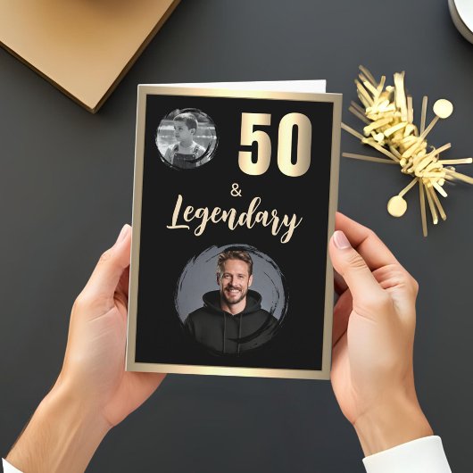 50歳 & レジェンダリー 2枚の写真 50歳の誕生日 ゴールド カード