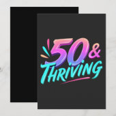 50歳 & 活躍中の誕生日をお祝い 招待状 (正面/裏面)
