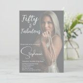 50歳 素敵に | 50歳の誕生日パーティー 白 招待状 (スタンド正面)