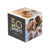 50歳、素晴らしい黒と金ゴールド  フォトキューブ (裏面アングル)