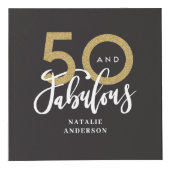 50歳、素晴らしい黒と金ゴールド  フォトキューブ (正面)