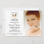 50歳 誕生日 ゴールド エレガント おしゃれ シンプル 招待状 (正面)