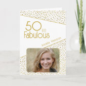 50歳 誕生日 ゴールド グリッター フォト 50周年記念 カード (正面)