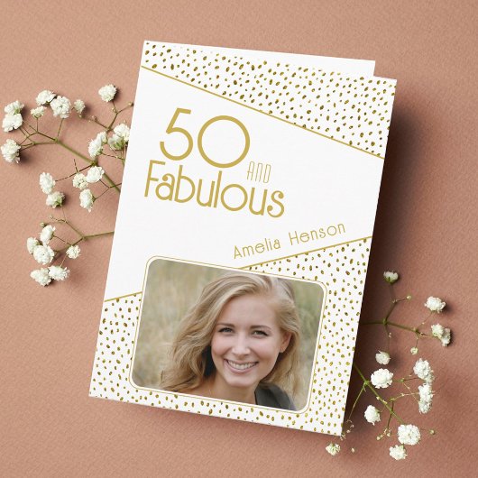 50歳 誕生日 ゴールド グリッター フォト 50周年記念 カード