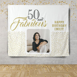 50歳 誕生日 ゴールド グリッター フォト 50周年記念 タペストリー