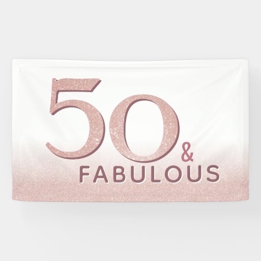 50歳 誕生日 ローズゴールド モダン 背景 横断幕 (横)