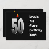 50炎、大きな5O Bash招待状 招待状 (正面/裏面)