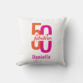 50番エレガント目50誕生日ピンク名 クッション (正面)
