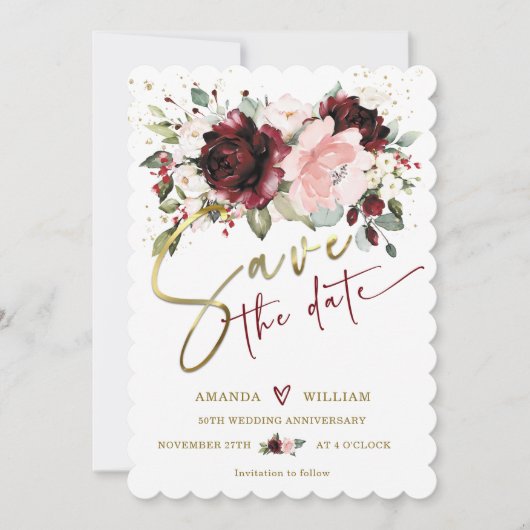 50番パーソナライズされた目の日付カードを保存す結婚る 招待状 (正面)