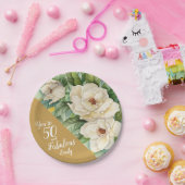 50番目と50番目の金ゴールド誕生日フローラ名 ペーパープレート (パーティー)