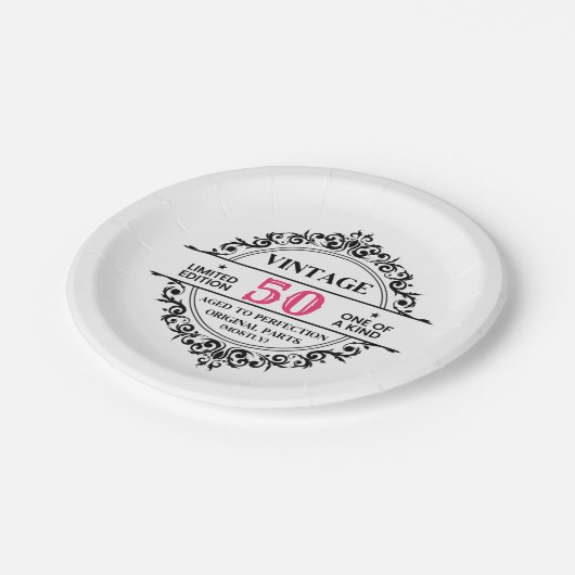 50番目のおもしろいヴィンテージマイルストーン誕生日 ペーパープレート (アングル)