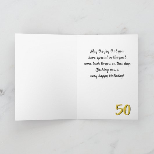 50番目のことわざタイポグラフィ50番目の誕生日 カード (内部)