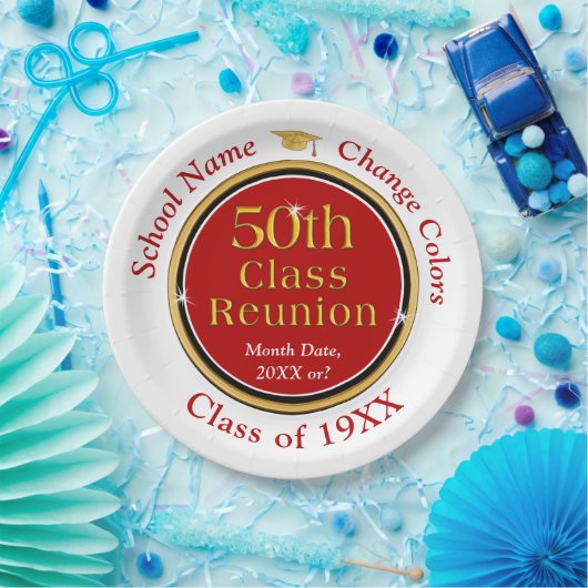 50番目のクラス懇親会アイディア、プレート、色の変更 ペーパープレート (パーティー)