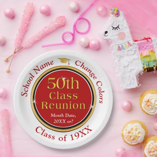 50番目のクラス懇親会アイディア、プレート、色の変更 ペーパープレート (パーティー)