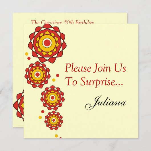 50番目のサプライズパーティの招待状 招待状 (正面/裏面)