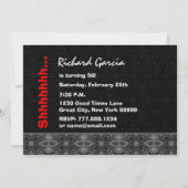 50番目のサプライズパーティーシルバーブラックとレッド 招待状 (裏面)