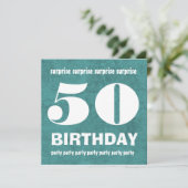 50番目のサプライズ誕生日アクアブルーとホワイトW1443T 招待状 (スタンド正面)