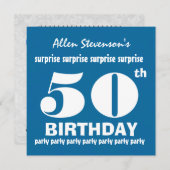 50番目のサプライズ誕生日パーティー青白V02 招待状 (正面/裏面)