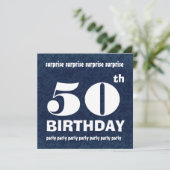 50番目のサプライズ誕生日パーティーBlue White W1443 招待状 (スタンド正面)