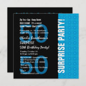 50番目のサプライズ誕生日モダンターコイズブルーV102 招待状 (正面/裏面)