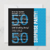 50番目のサプライズ誕生日モダンターコイズブルーV102 招待状 (正面)