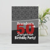 50番目のサプライズ誕生日白黒レッドY328 招待状 (スタンド正面)