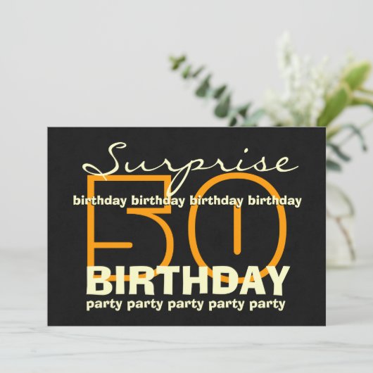 50番目のサプライズ誕生日金ゴールドブラッククラウンスターV03 招待状 (スタンド正面)