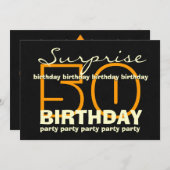 50番目のサプライズ誕生日金ゴールドブラッククラウンスターV03 招待状 (正面/裏面)