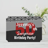 50番目のサプライズ誕生日黒い赤の白い星R231A 招待状 (スタンド正面)