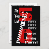 50番目のサプライズ誕生日（モノクロ） B471 招待状 (正面/裏面)