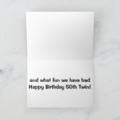 50番目のツインの誕生日それが乗ってきたものやおもしろいも カード (内部)