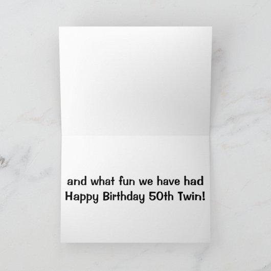 50番目のツインの誕生日それが乗ってきたものやおもしろいも カード (内部)