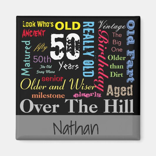 50番目のハッピーバースデーのグラフィティスタイル マグネット (正面)