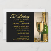 50番目のバースデーパーティ招待状-黒のネクタイ 招待状 (正面)