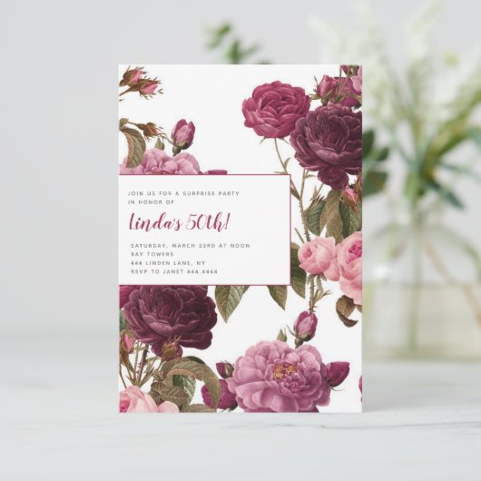 50番目のフローラバースデーパーティ招待状 招待状 (スタンド正面)