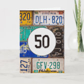 50番目のヴィンテージカードの誕生日ライセンスプレート カード (正面)