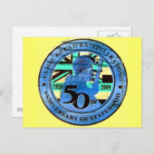 50番目の州のお祝いエンブレム ポストカード (正面/裏面)