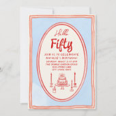 50番目の手の絵を描おもしろいフレ予測できなーム誕生日 招待状 (正面)