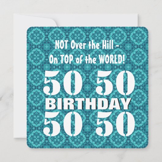 50番目の誕生日おもしろいが丘の上にないZ50D 招待状 (裏面)