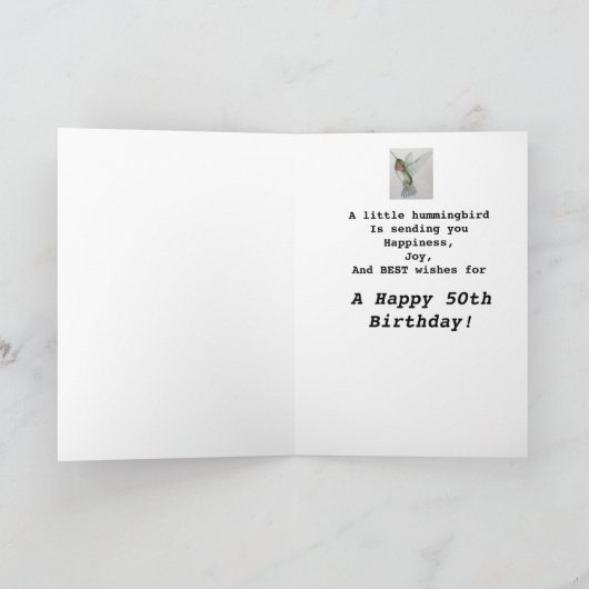 50番目の誕生日が最高のハミングバード50かわいらしを希望 カード (内部)