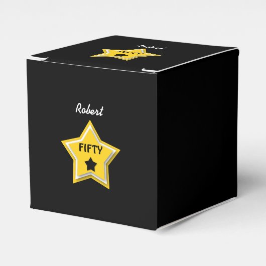 50番目の誕生日と層状スター金ゴールドブラックL02Z フェイバーボックス (正面サイド)