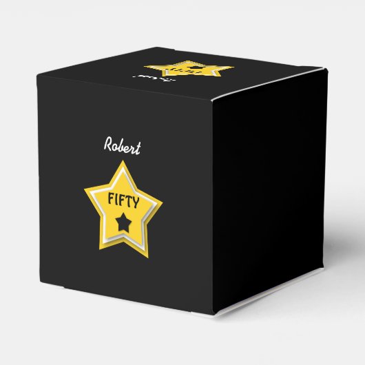 50番目の誕生日と層状スター金ゴールドブラックL02Z フェイバーボックス (裏面サイド)