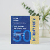 50番目の誕生日のモダン青と王室の金ゴールドV02 招待状 (スタンド正面)