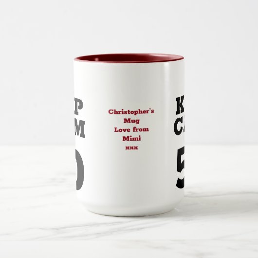 50番目の誕生日の保Calm Addメッセおもしろいージ マグカップ (中央)