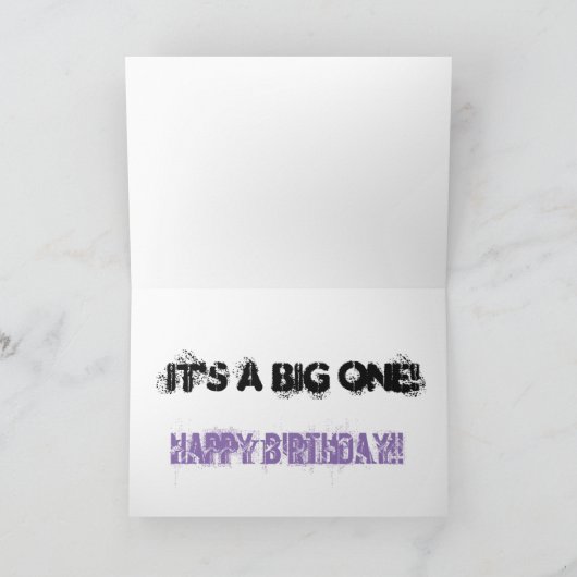 50番目の誕生日の娘、黒と青の文字、白。 カード (内部)