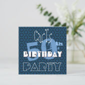 50番目の誕生日の青い円のテンプレートW360 招待状 (スタンド正面)